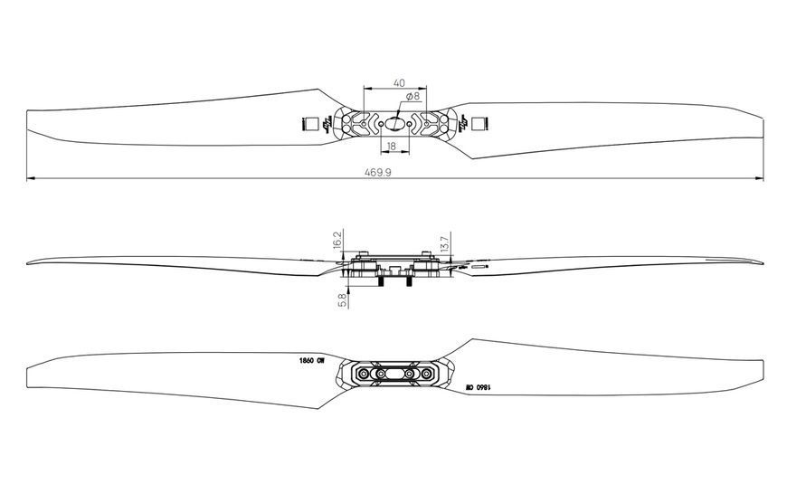 Пропеллер складной Hobbywing MFP 18x6.0 с адаптером для Xrotor X6 SE 380KV (CW)
