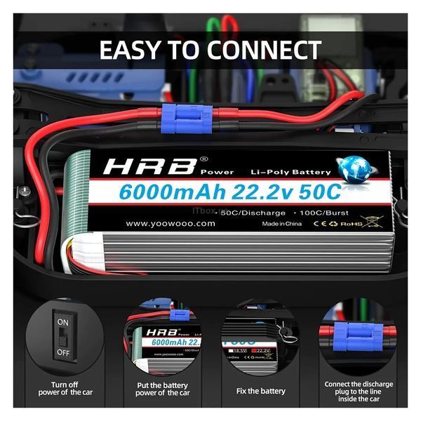 Акумулятор для дрона HRB_ Lipo 6s 22.2V 6000mAh 50C Battery XT60 Plug