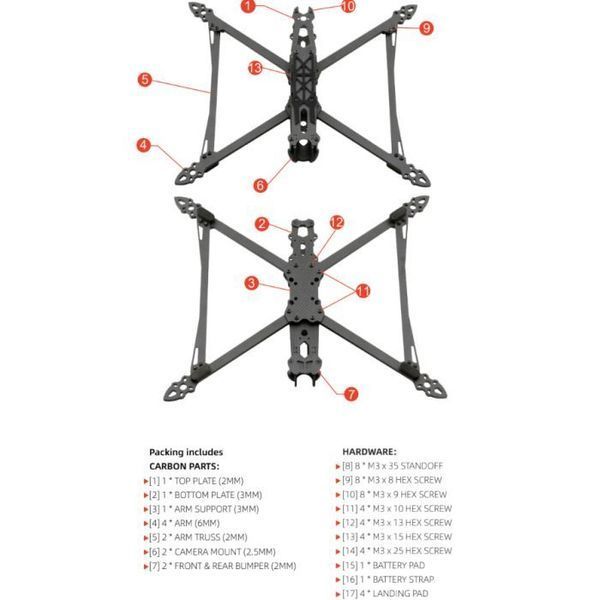 Рама для дрона Hobbyporter M4-9