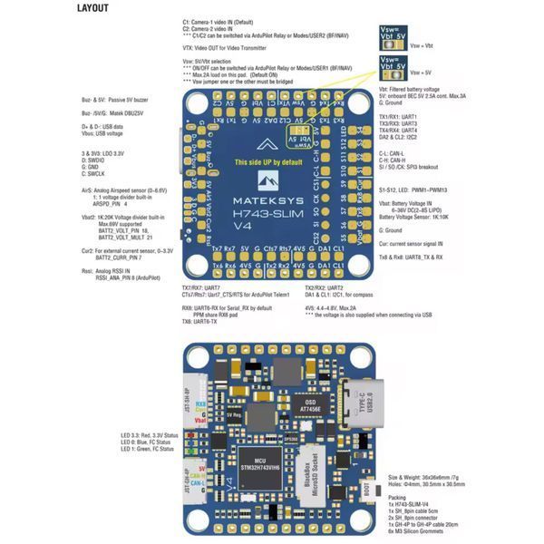 Полетный контроллер (FC) MATEK H743-SLIM-V4